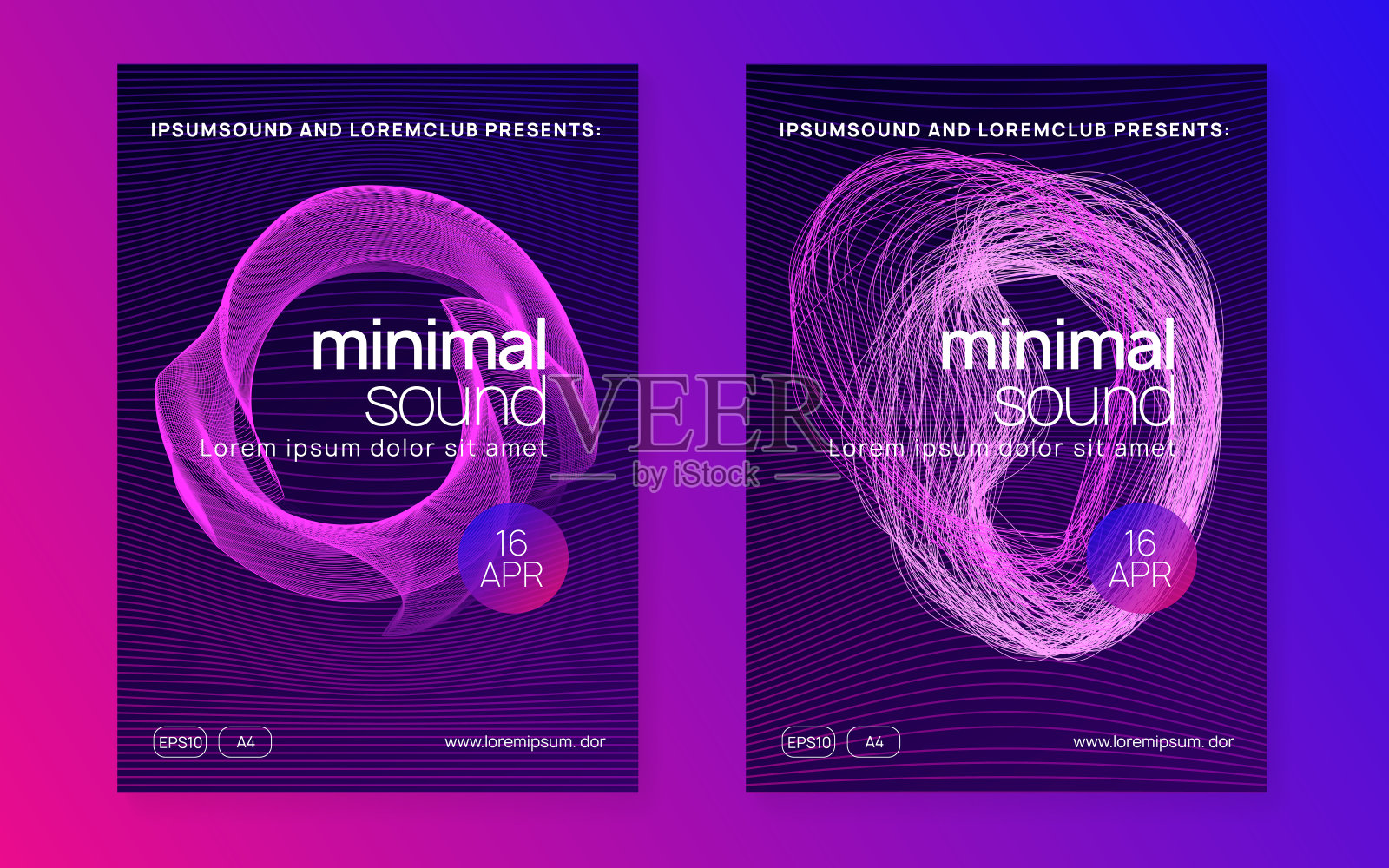 霓虹灯俱乐部传单。电子舞曲。恍惚派对dj。电子声音测试。科技活动海报。插画图片素材