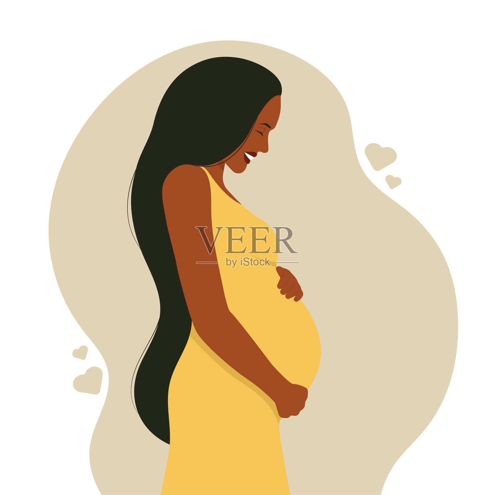 快乐的孕妇插画图片素材