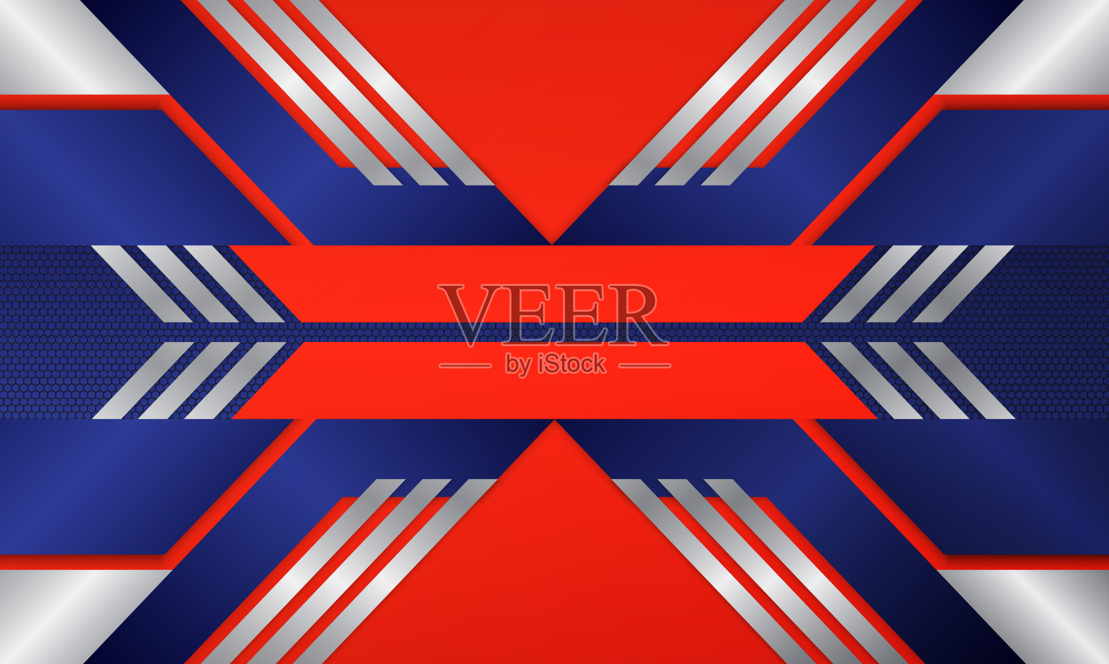 现代抽象背景蓝色和红色与银色设计插画图片素材