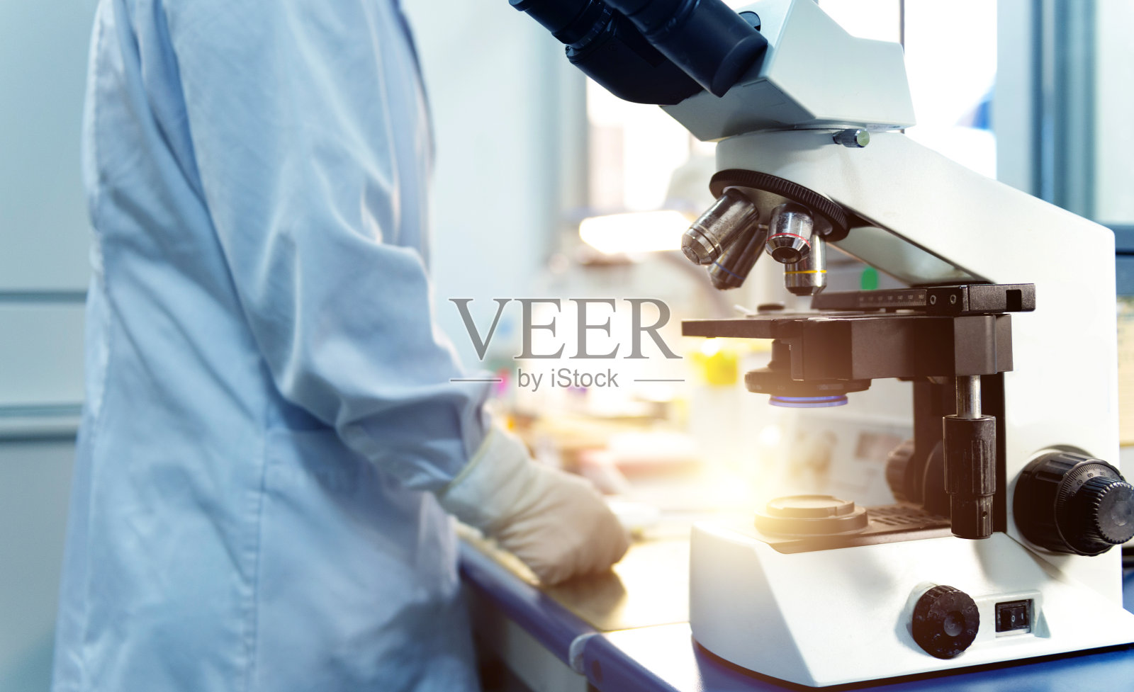 在实验室工作的女科学家照片摄影图片