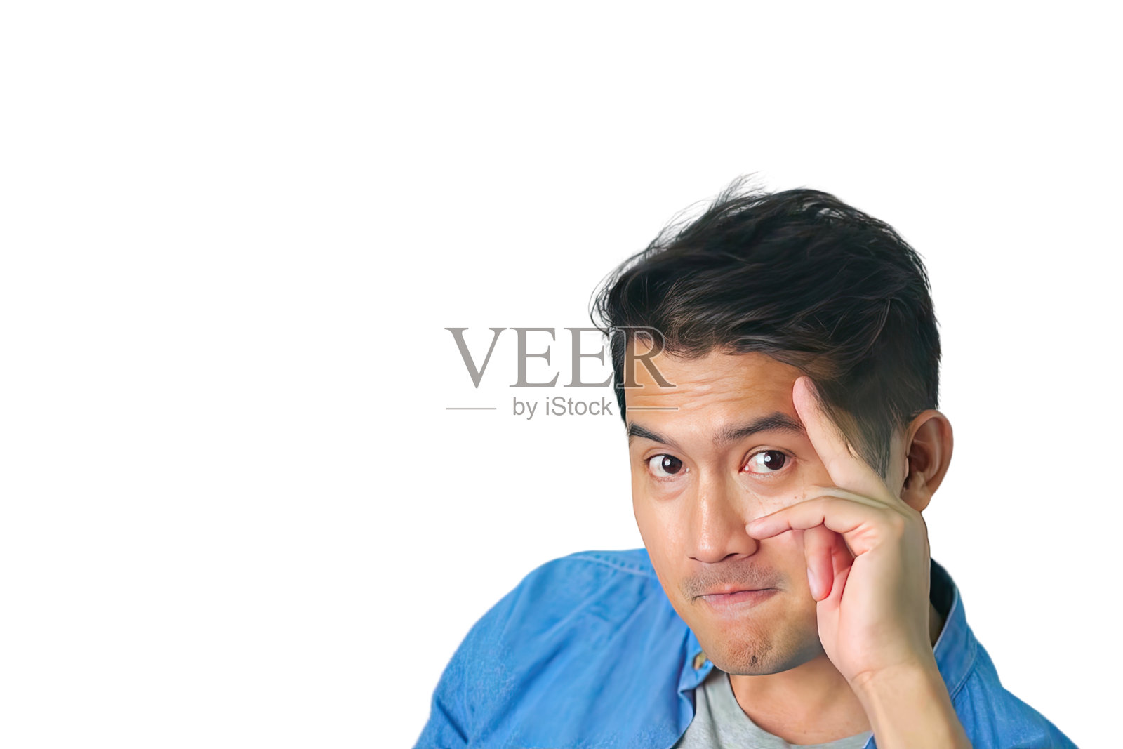 亚洲人的手势孤立在白色背景上。照片摄影图片