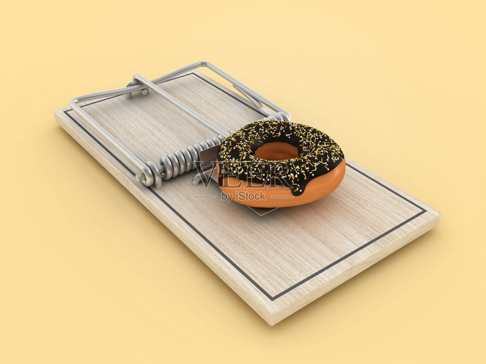 老鼠夹和甜甜圈照片摄影图片