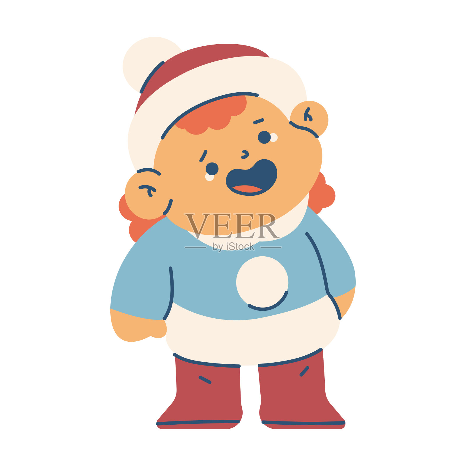可爱的女婴在冬天的衣服矢量卡通人物插图孤立在一个白色的背景。插画图片素材
