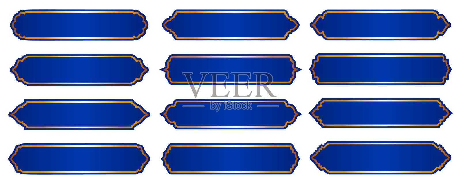伊斯兰斋月金框。阿拉伯矢量设计与土耳其装饰和蓝色背景。阿拉伯丝带贴纸标签横幅和销售传单。插画图片素材