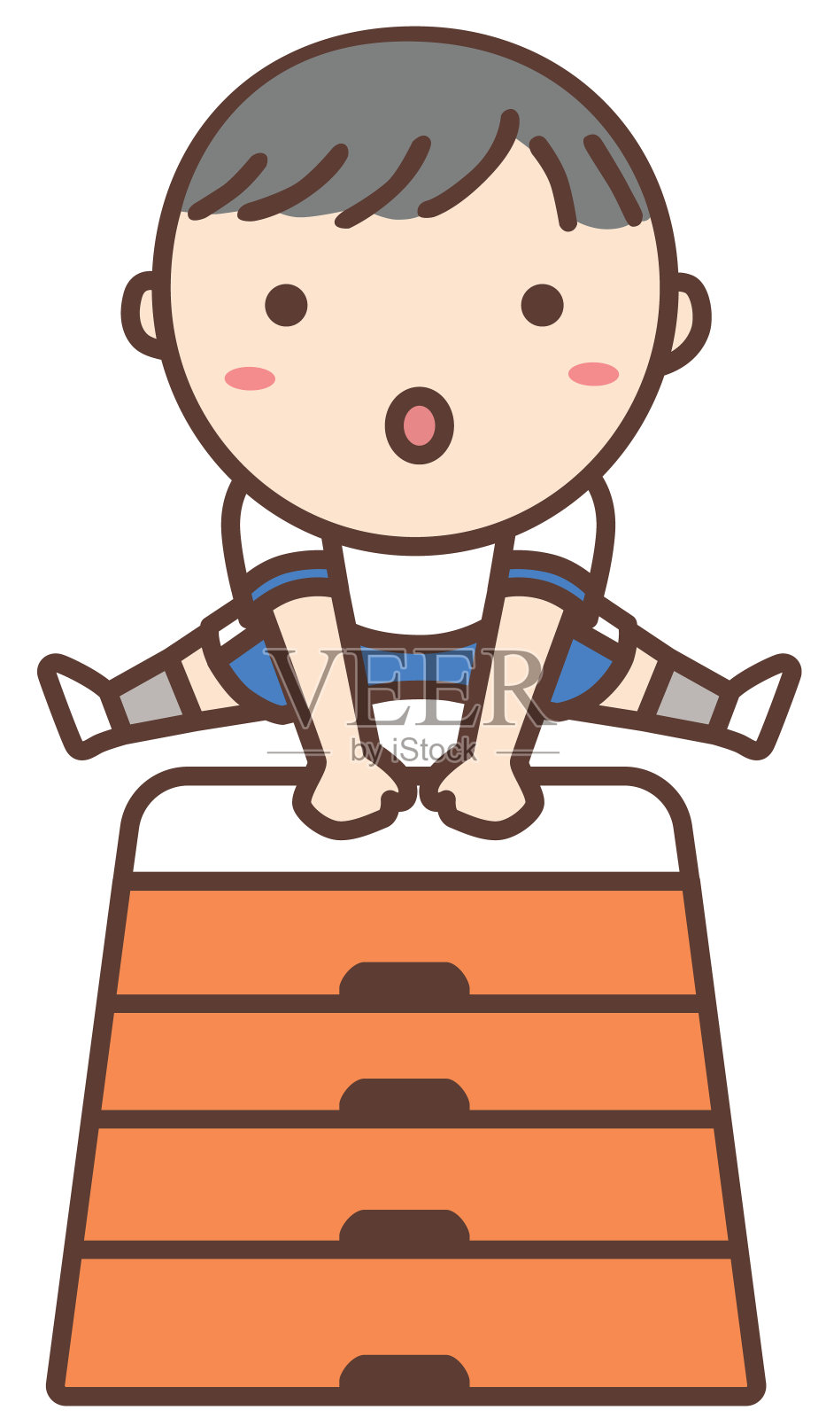 跳箱(男孩)插画图片素材