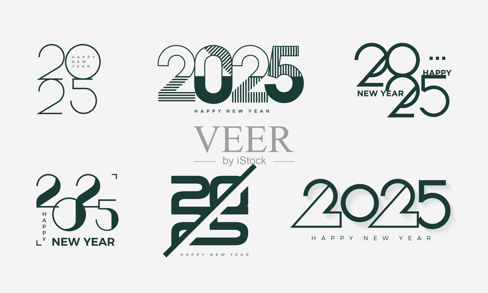2025年一套数字庆祝新年。优质和优雅的矢量设计。该设计可用于徽标，日历或海报。插画图片素材