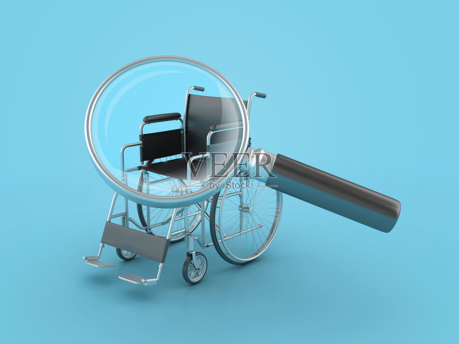 带放大镜的轮椅照片摄影图片