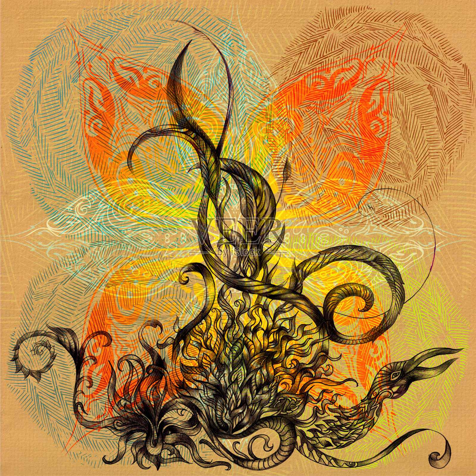 凤凰的灵魂插画图片素材