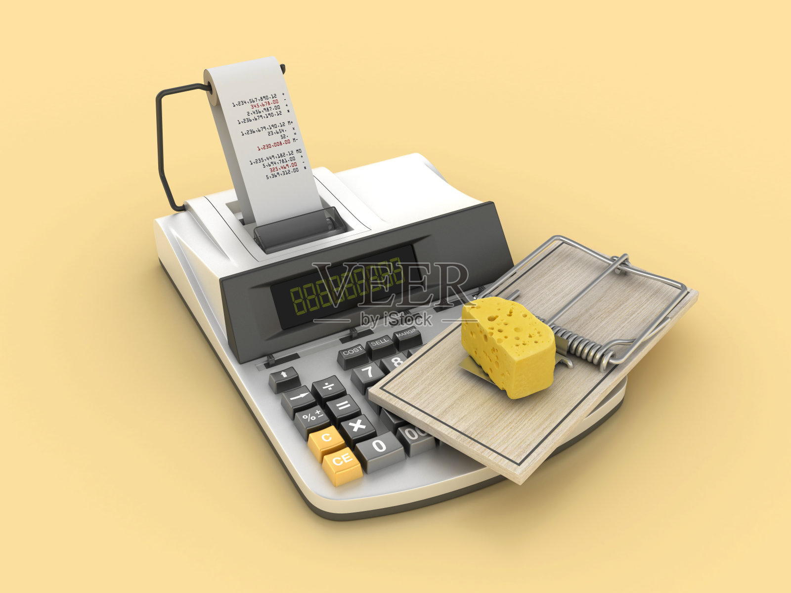 带计算器的鼠夹照片摄影图片