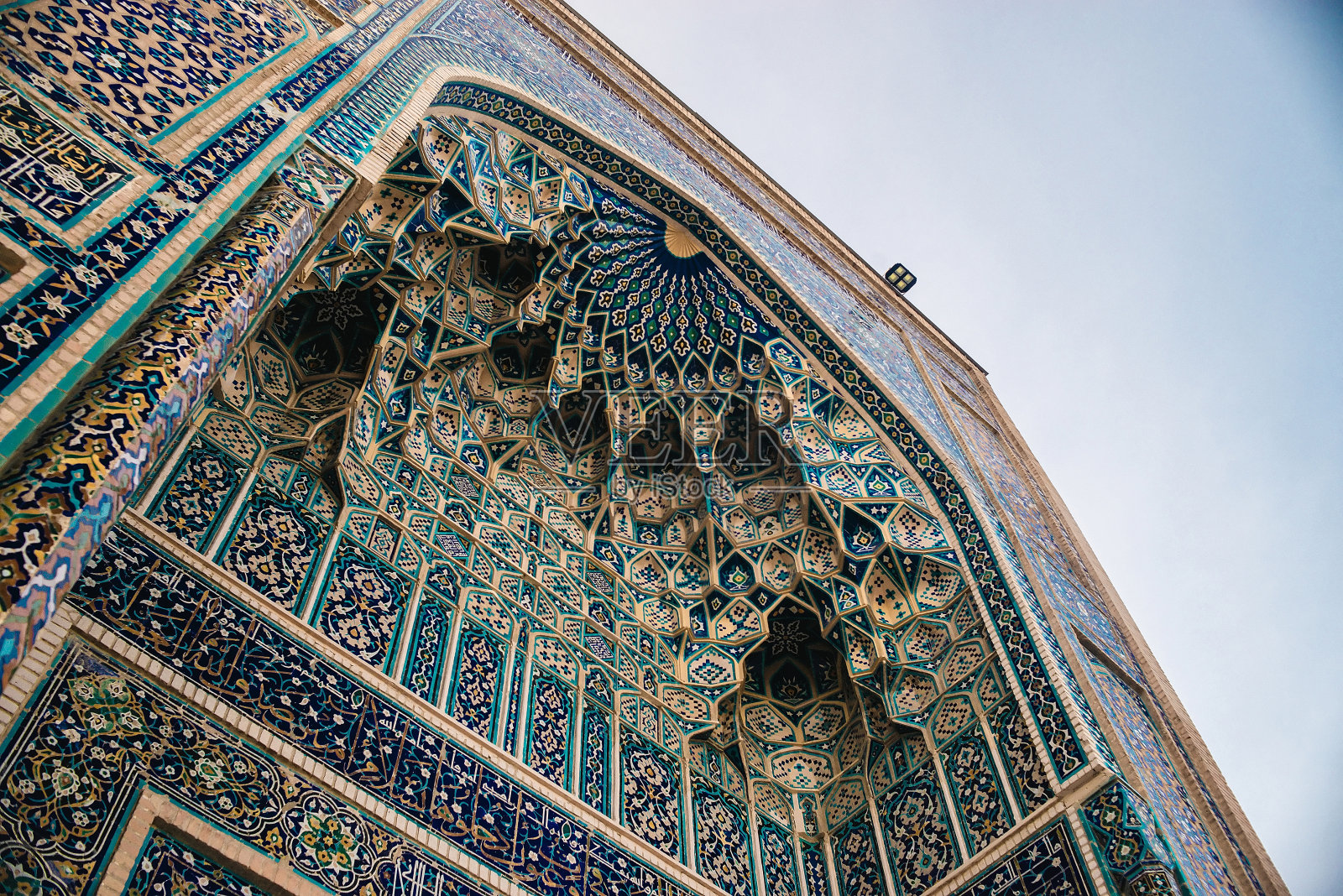 乌兹别克斯坦外部装饰，图案在撒马尔罕照片摄影图片