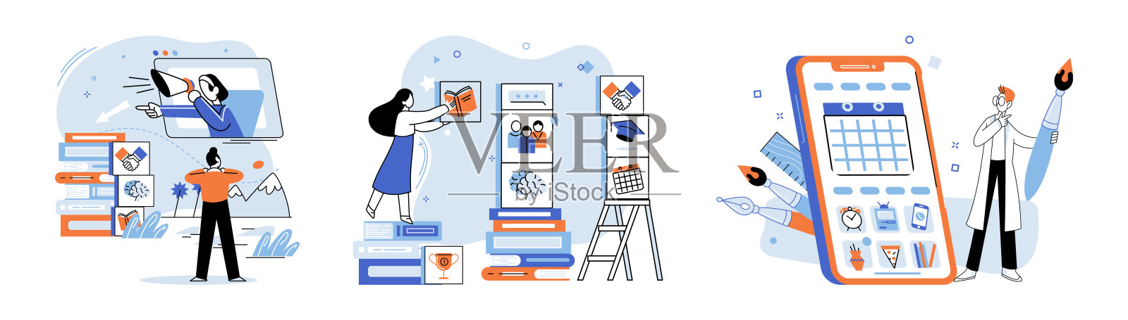 自我提升，成长心态，积极学习新知识，提高问题解决能力插画图片素材