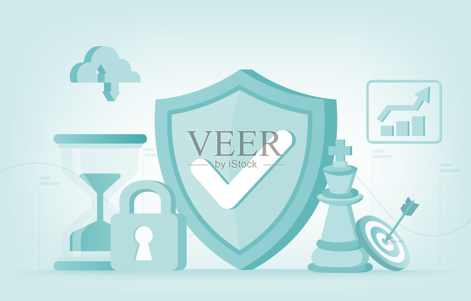 商业保护，时间管理，策略，隐私。插画图片素材