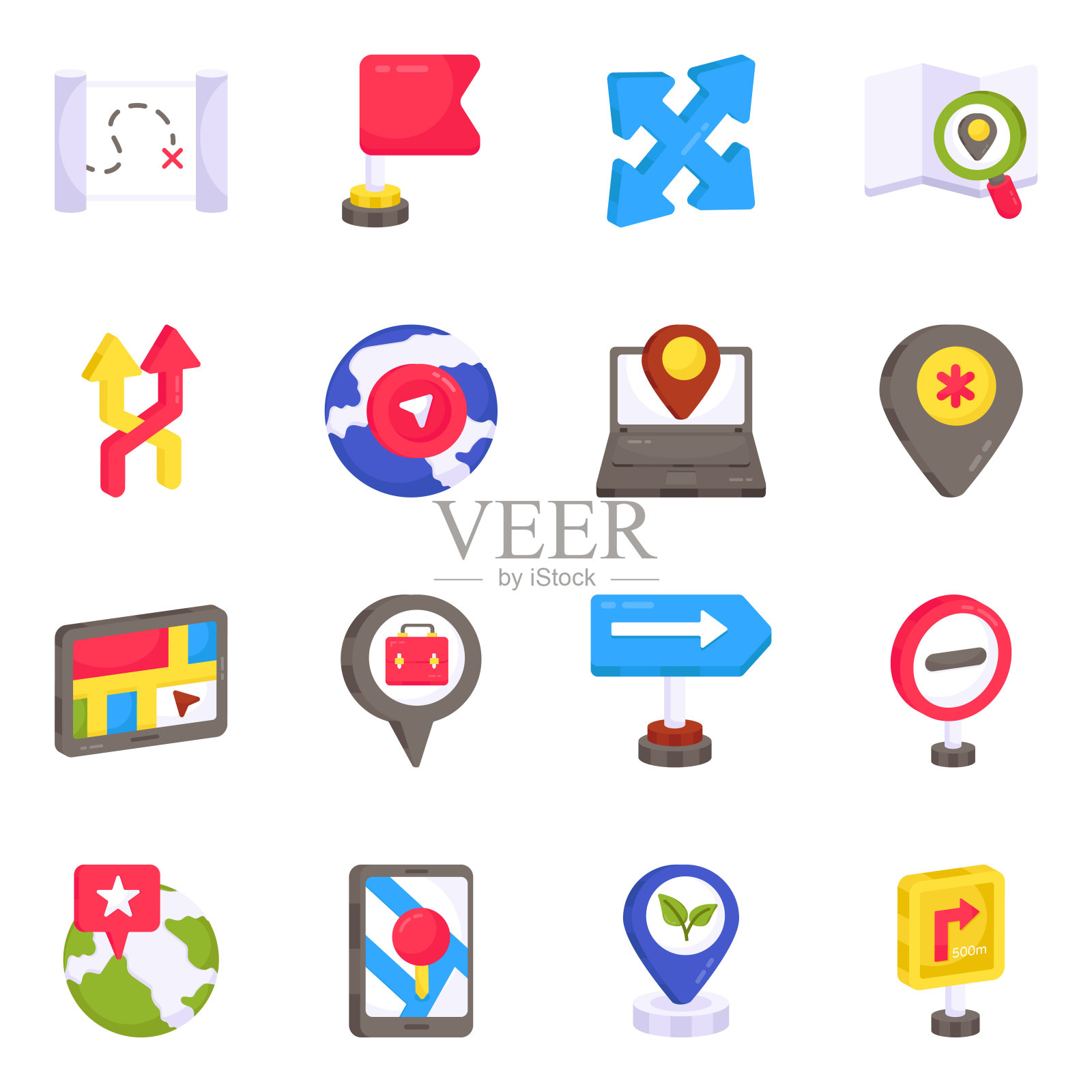 导航扁平图标包插画图片素材