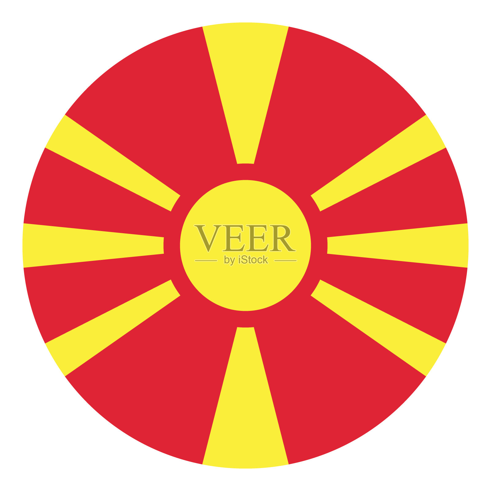 北马其顿国旗。按钮标志图标。标准颜色。圆形图标标志。电脑插图。数码插图。矢量插图。插画图片素材