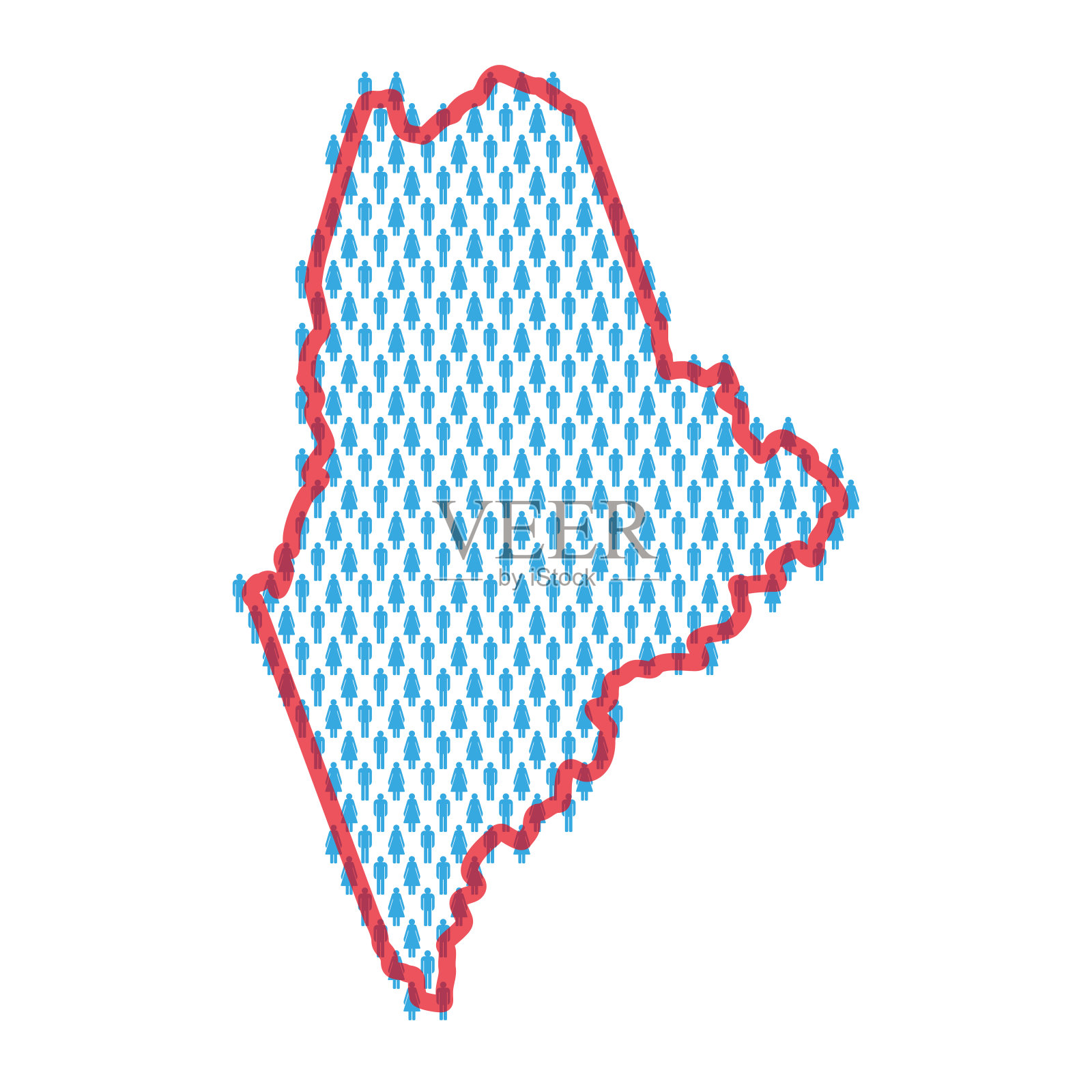 缅因州人口图。简笔画人物地图。男人和女人的图案。平面矢量图插画图片素材