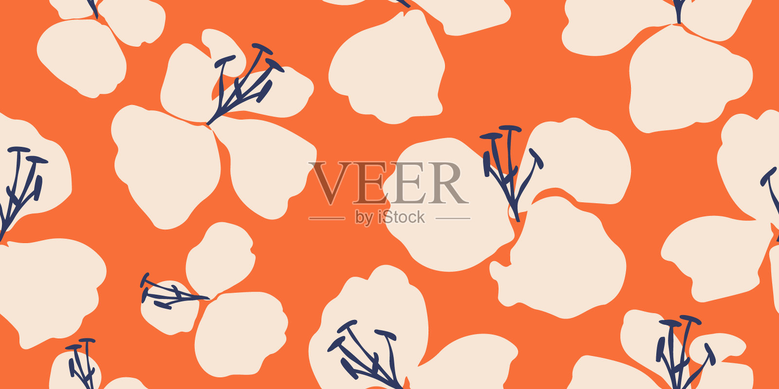 异国情调的手绘花，无缝图案与花卉织物，纺织品，服装，包装纸，海报，横幅，家居装饰，自然抽象的背景。矢量插图。插画图片素材