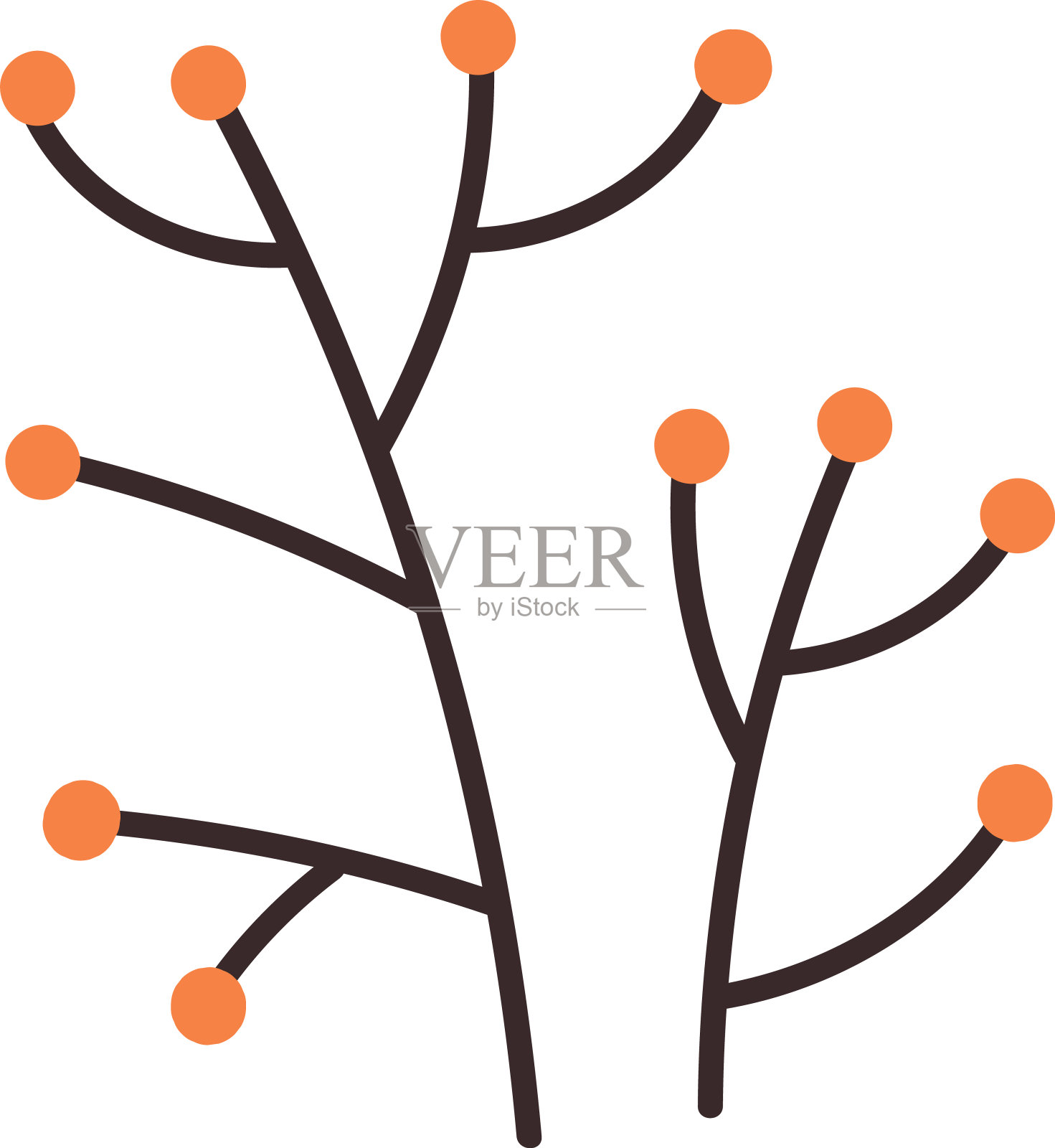 elements_cute_hand_drawn_post_stamps_with_natural_plant_elements插画图片素材