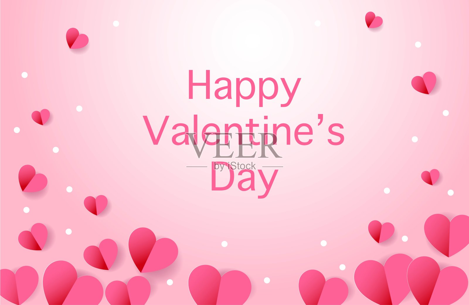 海报或横幅和剪纸心在天空情人节的背景插画图片素材