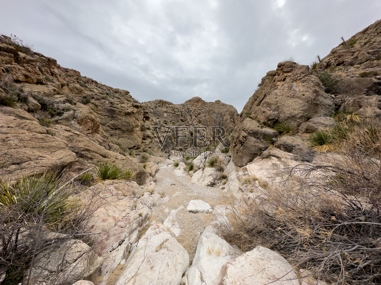 在大弯镇，草屋冲刷通向狭窄的峡谷照片摄影图片