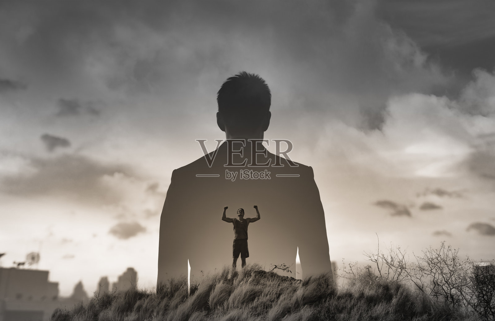 永不放弃的人，力量和力量。照片摄影图片