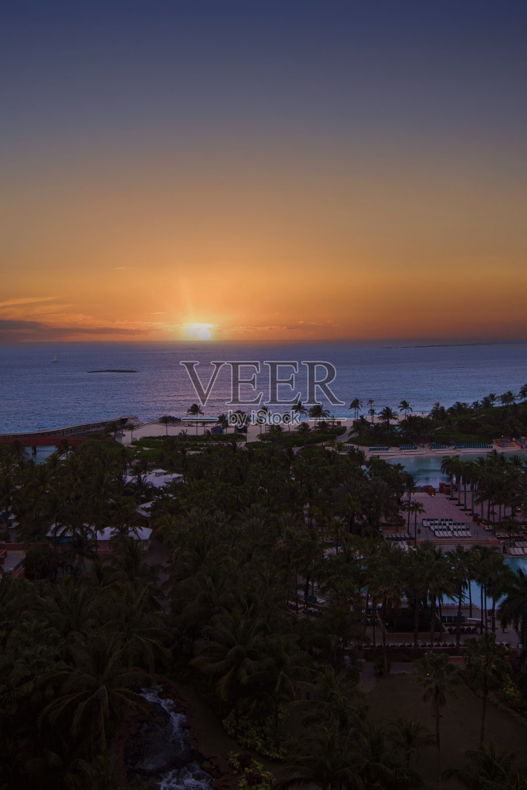 巴哈马加勒比海美丽的日落照片摄影图片