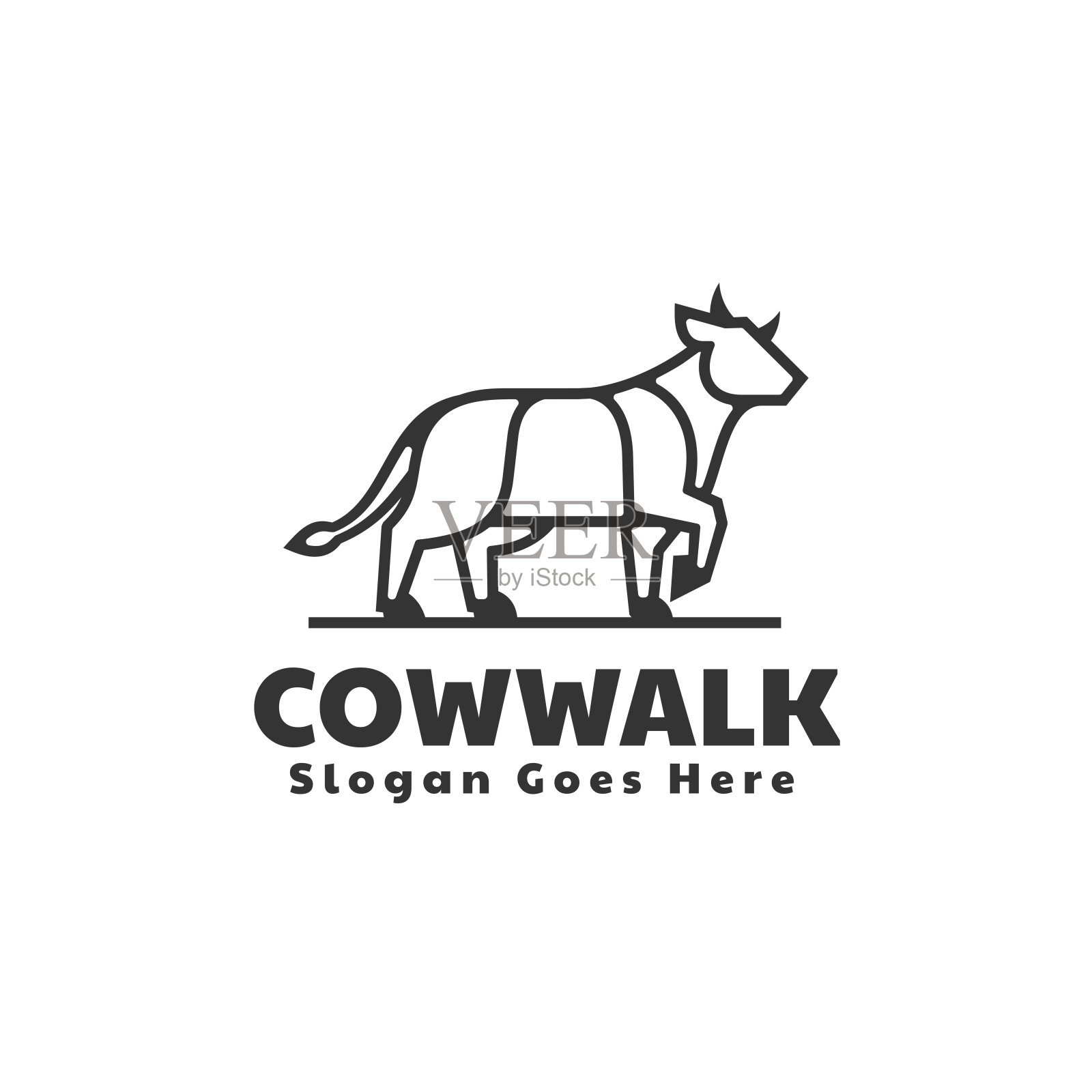 矢量插图牛线艺术风格插画图片素材