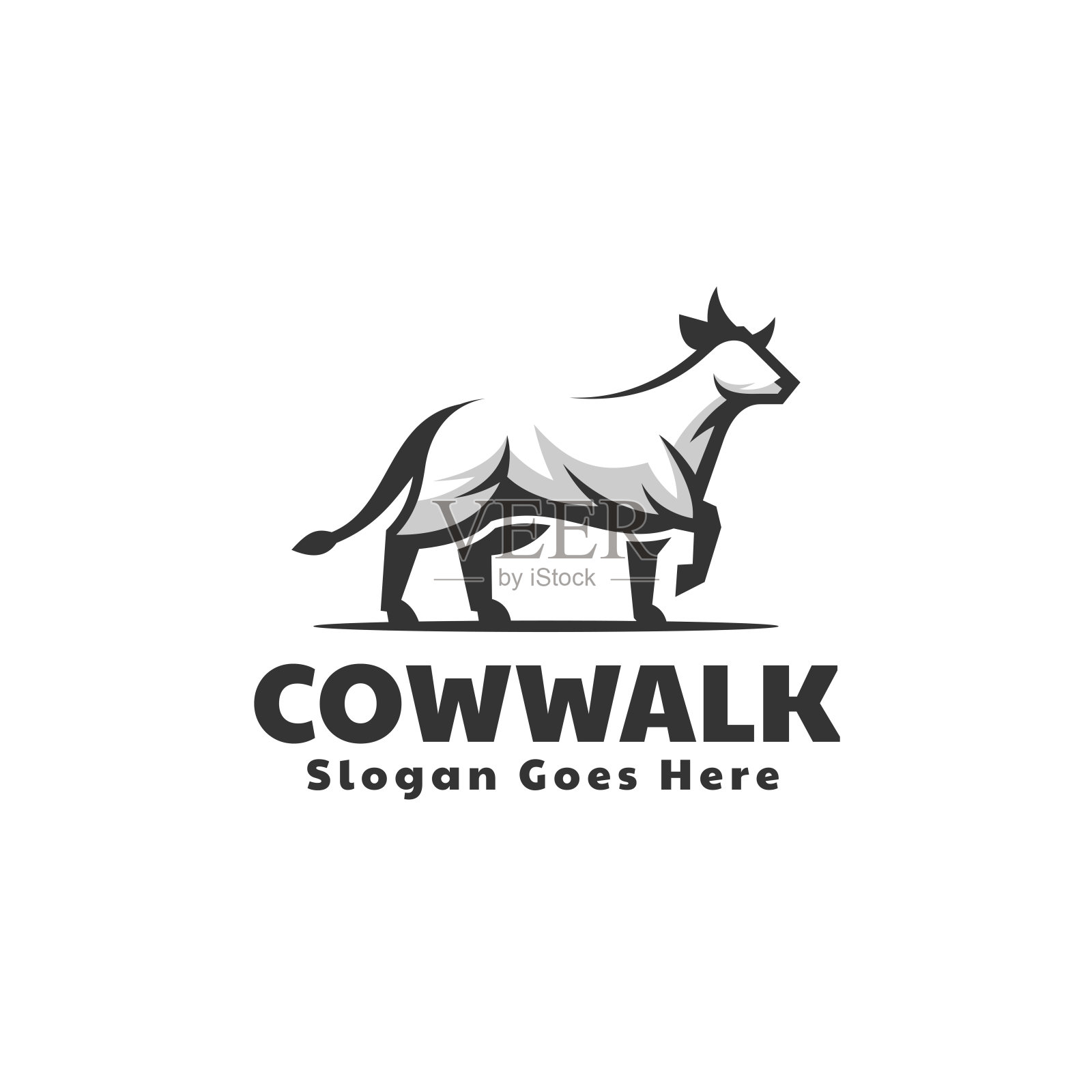 矢量插图奶牛剪影风格插画图片素材