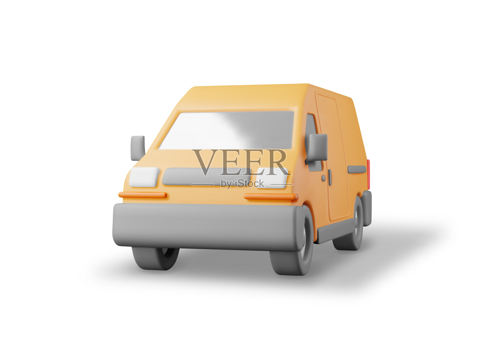 3D送货车被隔离在白街插画图片素材