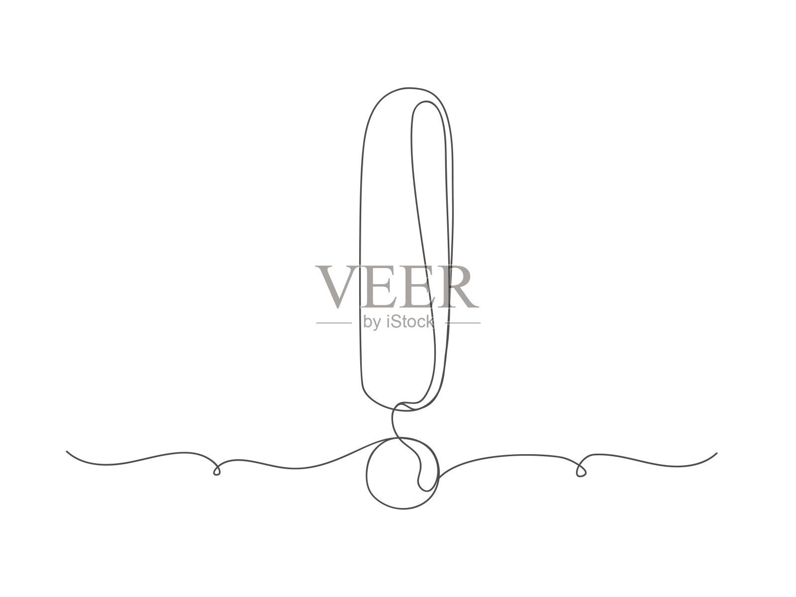 感叹号在连续的一行艺术绘制孤立的矢量插图。插画图片素材