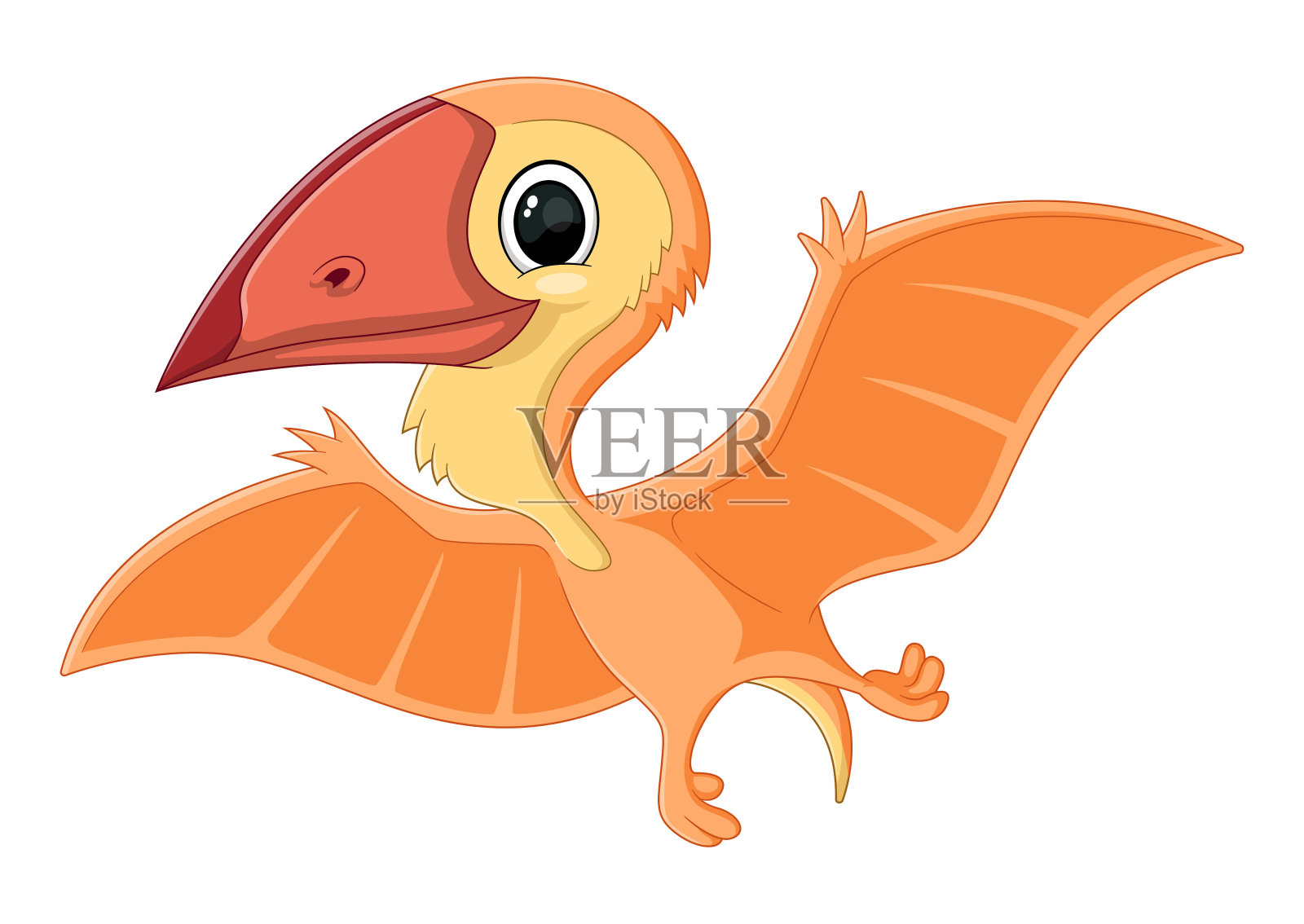 白色背景的卡通nemicroopterus恐龙插画图片素材