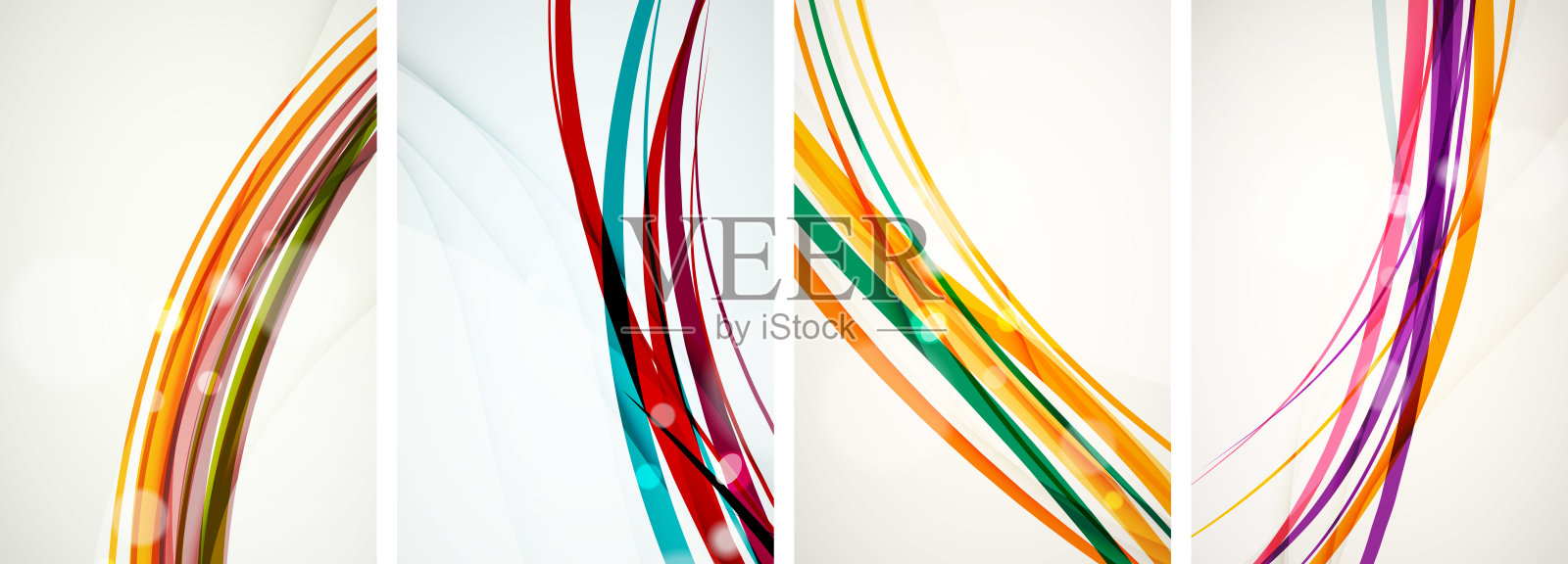 一套彩色波浪海报。矢量插图壁纸，横幅，背景，卡片，书籍插图，登陆页插画图片素材