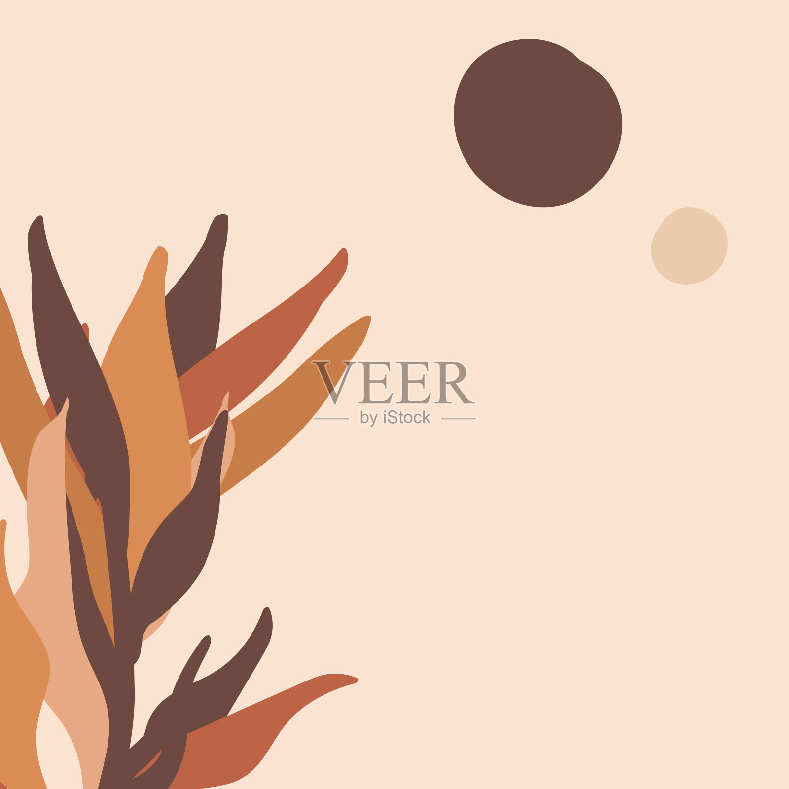 花墙艺术。波西米亚极简主义矢量插图印刷海报，横幅，贺卡。抽象的家居装饰与花朵，树叶。波西米亚艺术作品插画图片素材