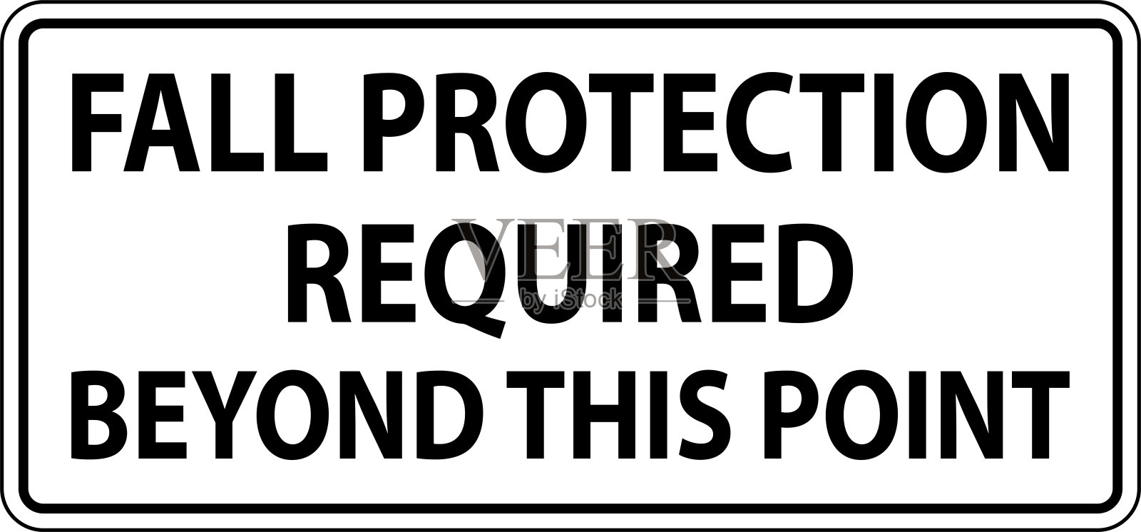 警告标志，超过此点需要坠落保护插画图片素材