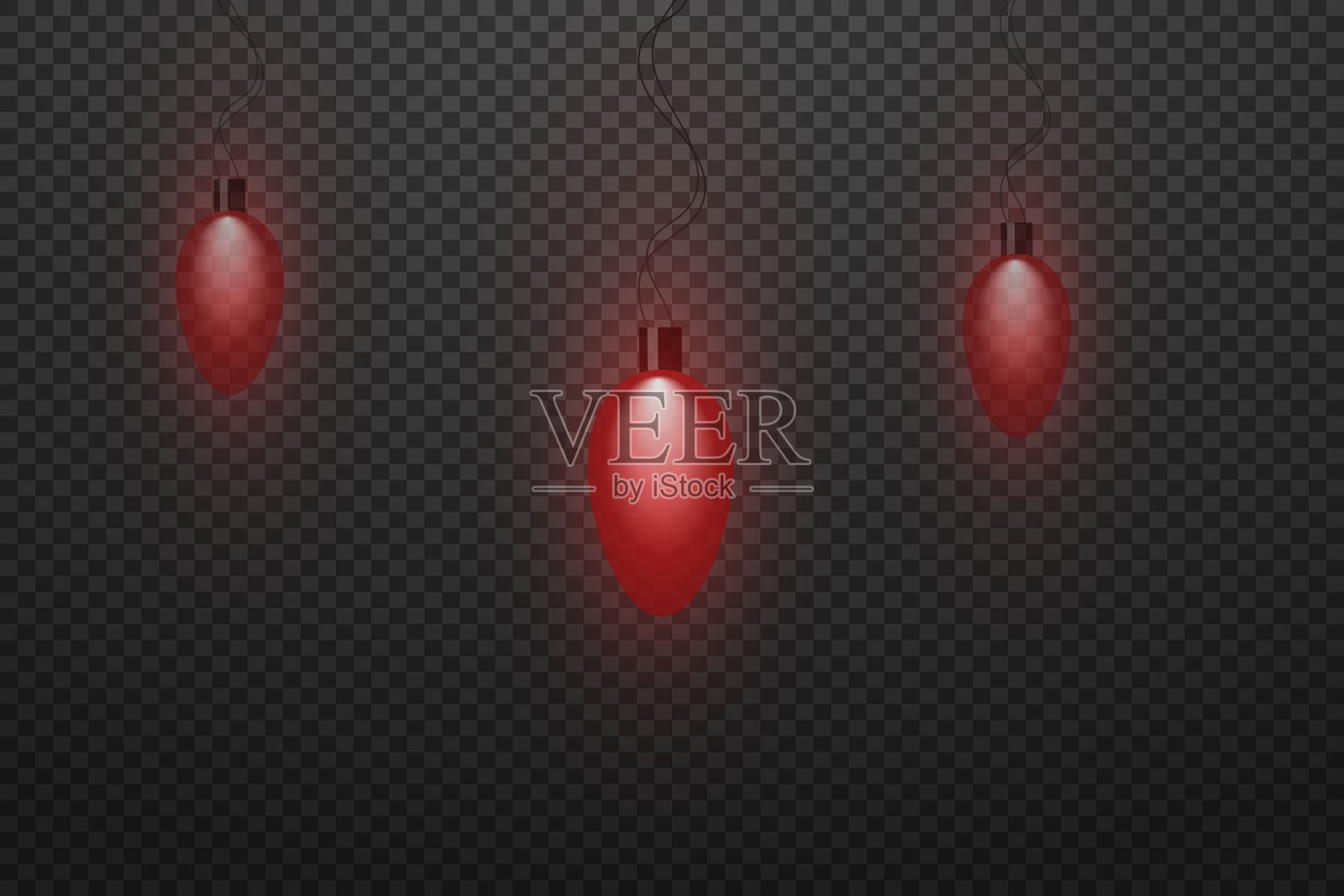 圣诞灯。发光的花环在透明的背景。插画图片素材