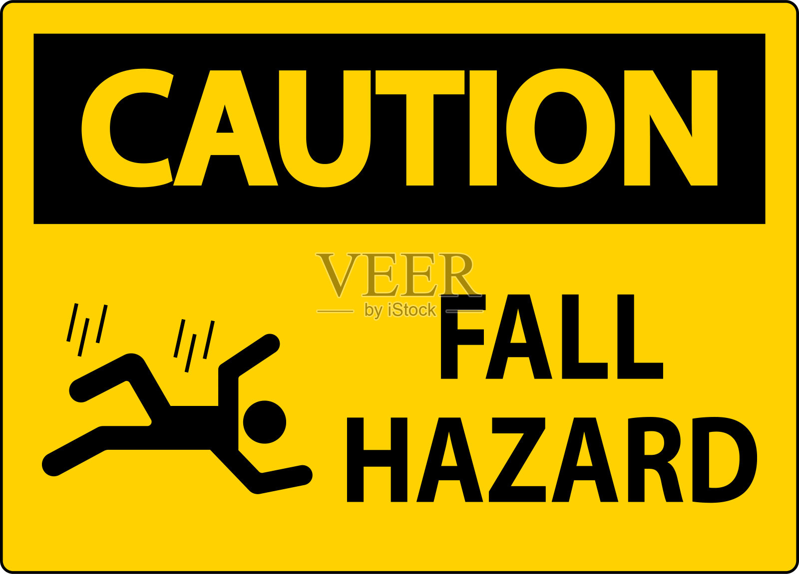 警告标志，有坠落危险插画图片素材