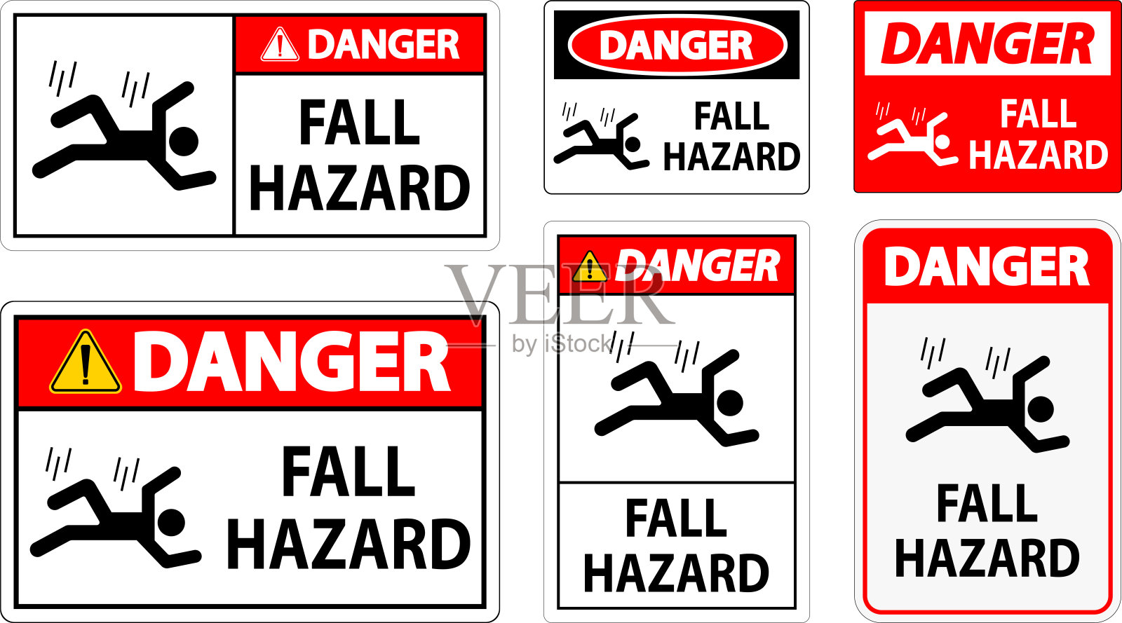 警告标志，有坠落危险插画图片素材