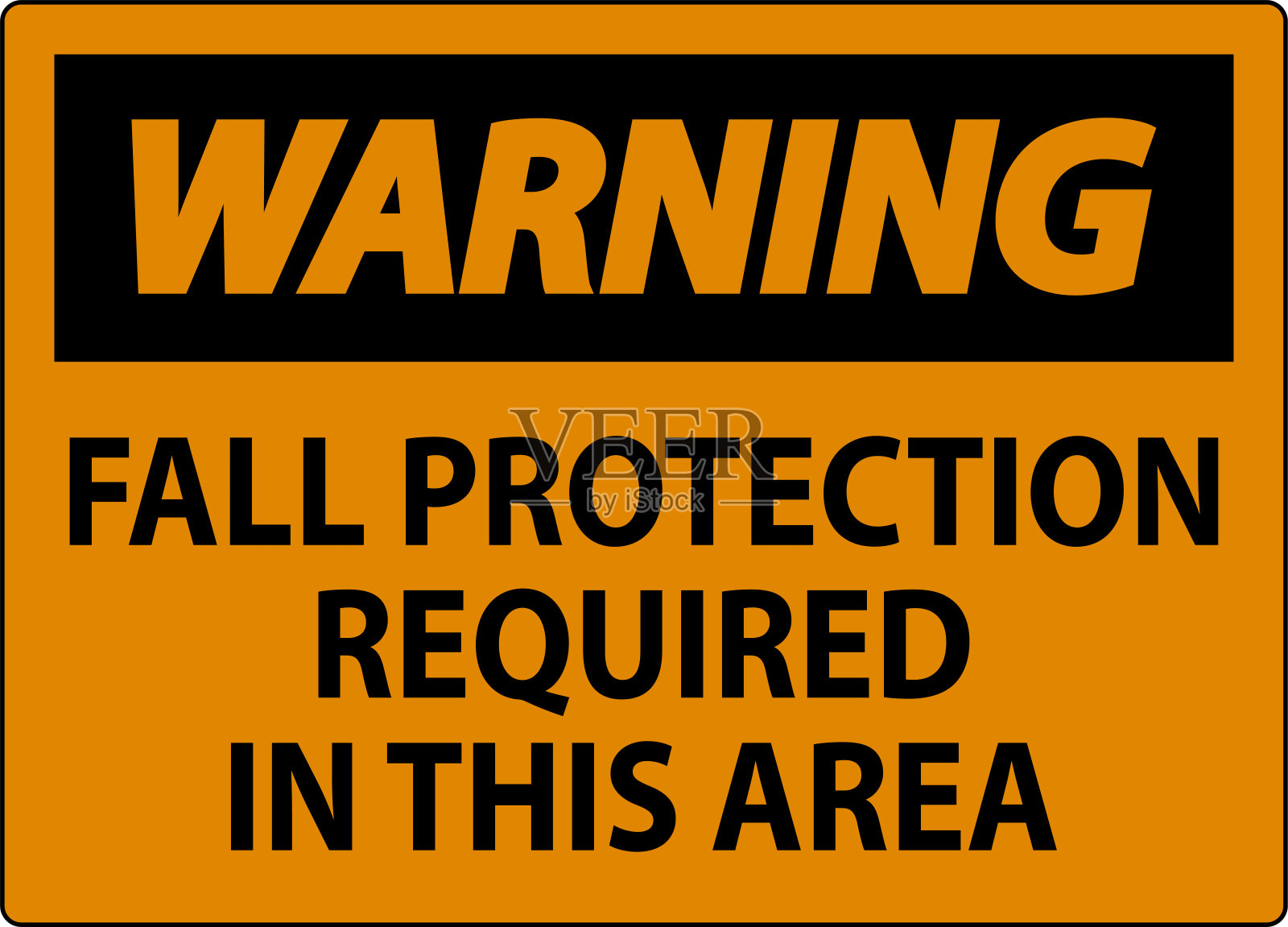 警告标志，该区域需要坠落防护插画图片素材