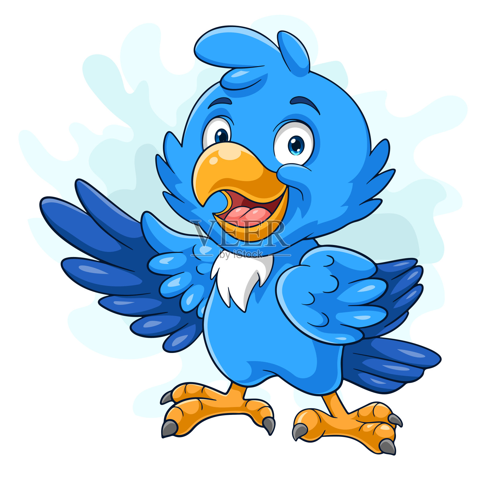 卡通快乐的小鸟在飞翔插画图片素材