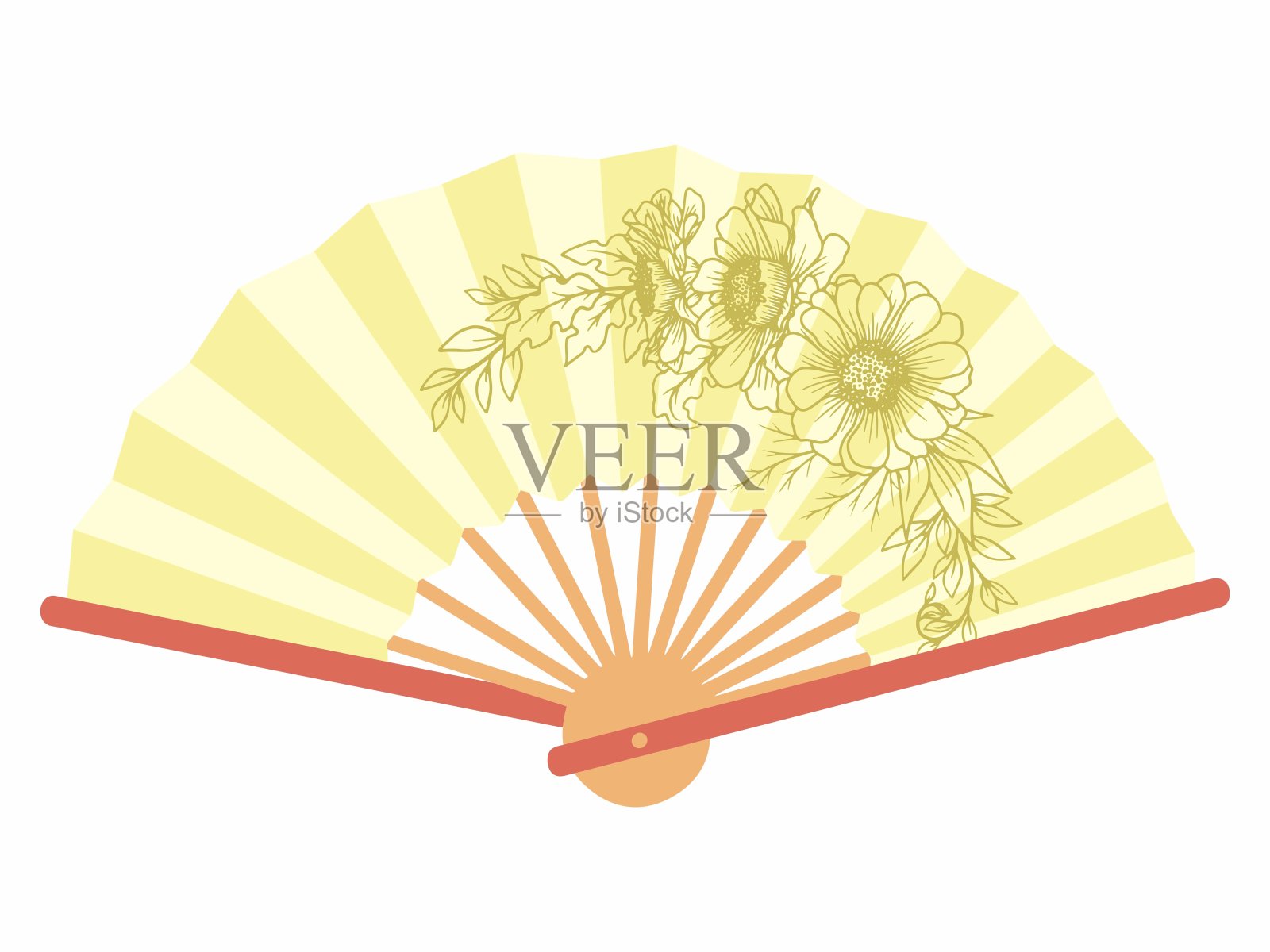 中国扇装饰背景。中国新年手扇背景。新年手扇背景。中国新年手扇装饰插画图片素材