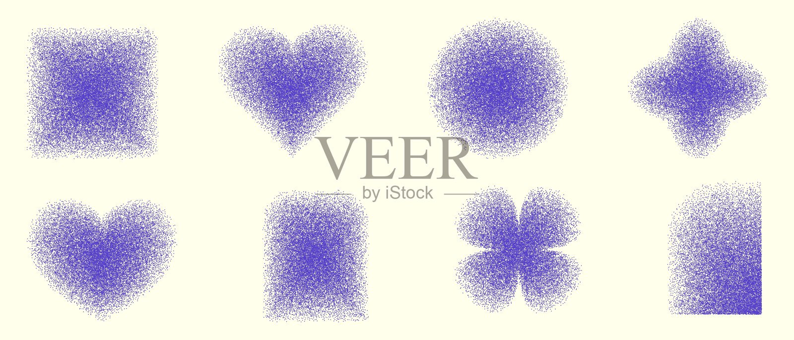 矢量模糊渐变图形：Y2K风格花卉光环元素插画图片素材