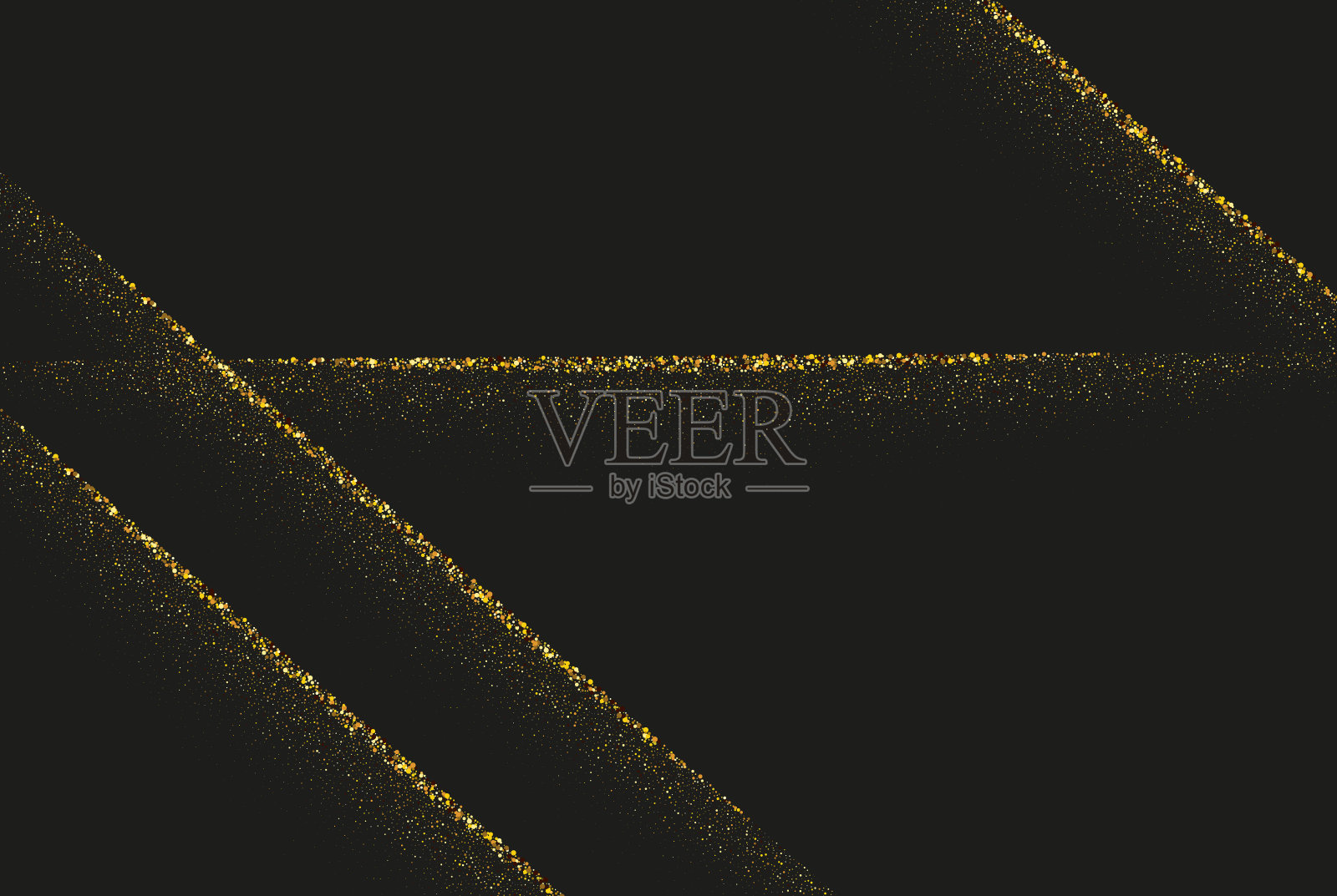 金粉以线条的形式在黑色背景上，海报设计，明信片在黑色背景上与金粉元素插画图片素材