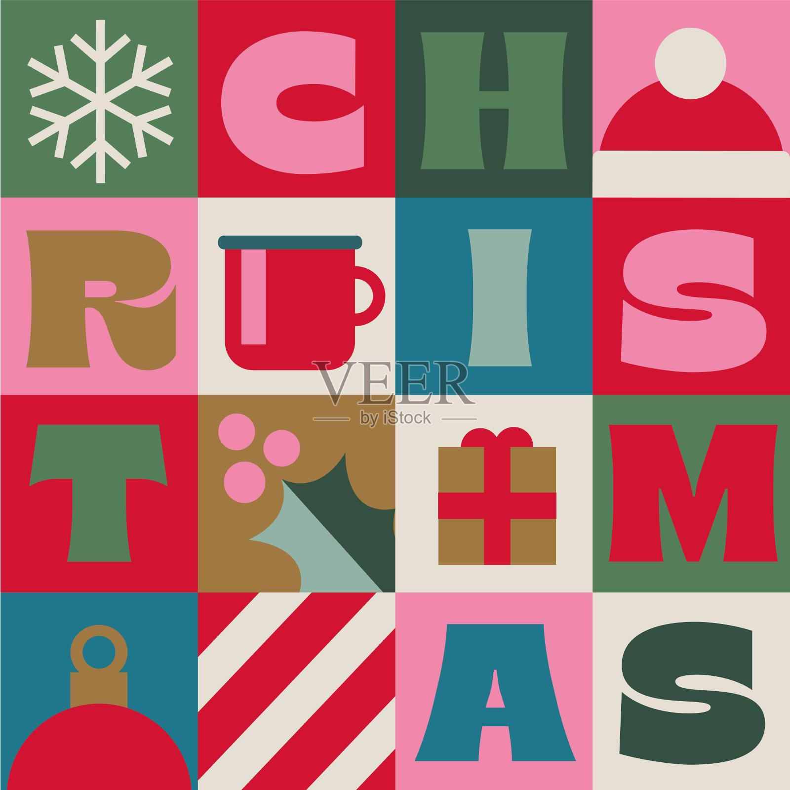 圣诞广场构图插画图片素材