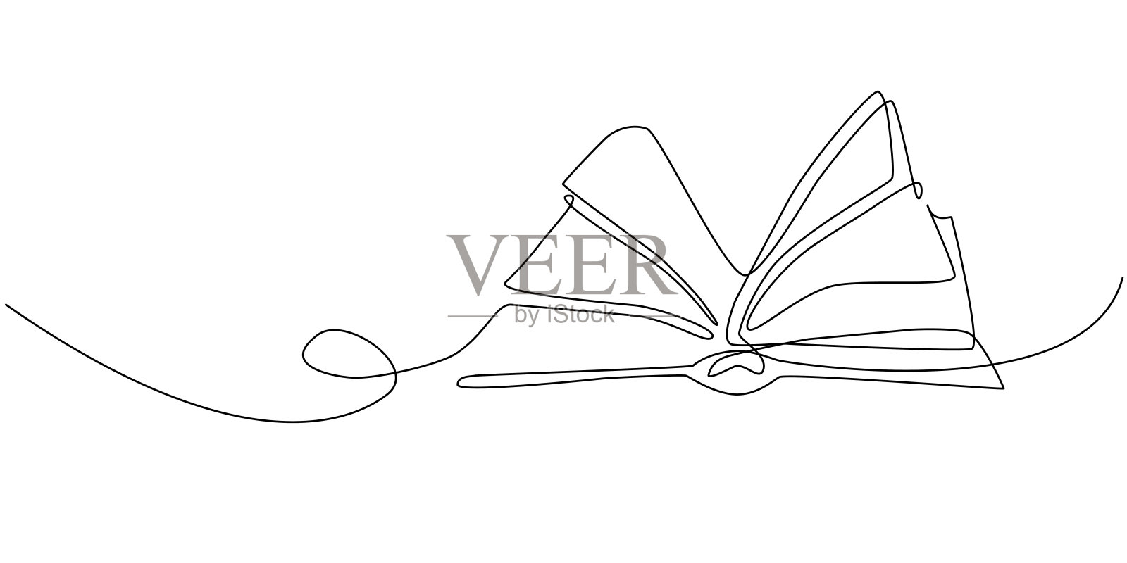 矢量一行艺术插图的剪影书在白色的背景插画图片素材