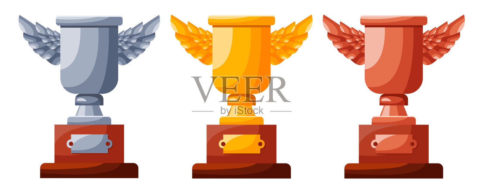 一套带翅膀的杯子插画图片素材