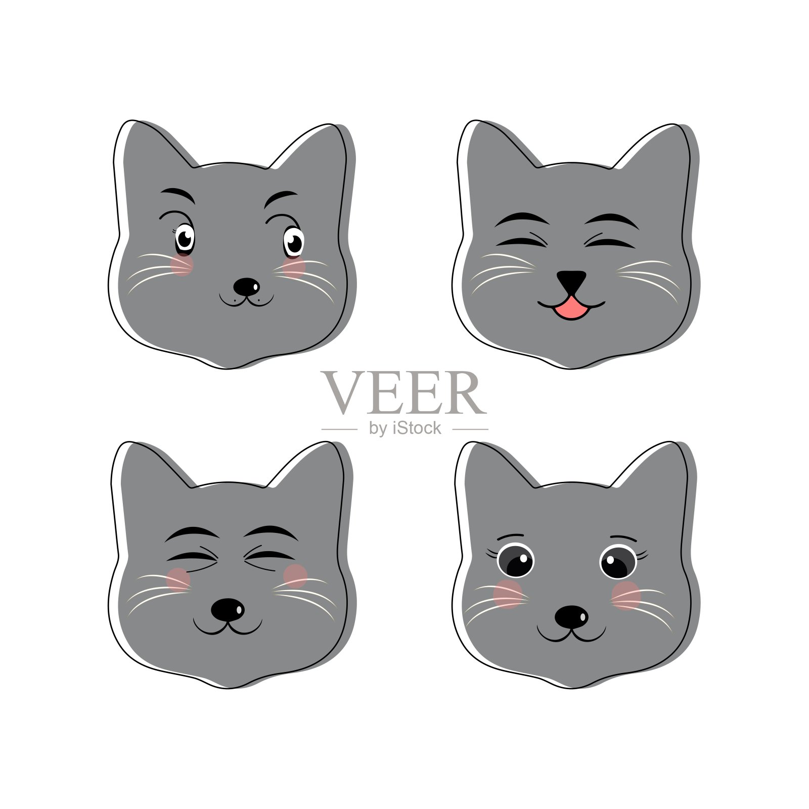 猫的脸上有各种表情插画图片素材