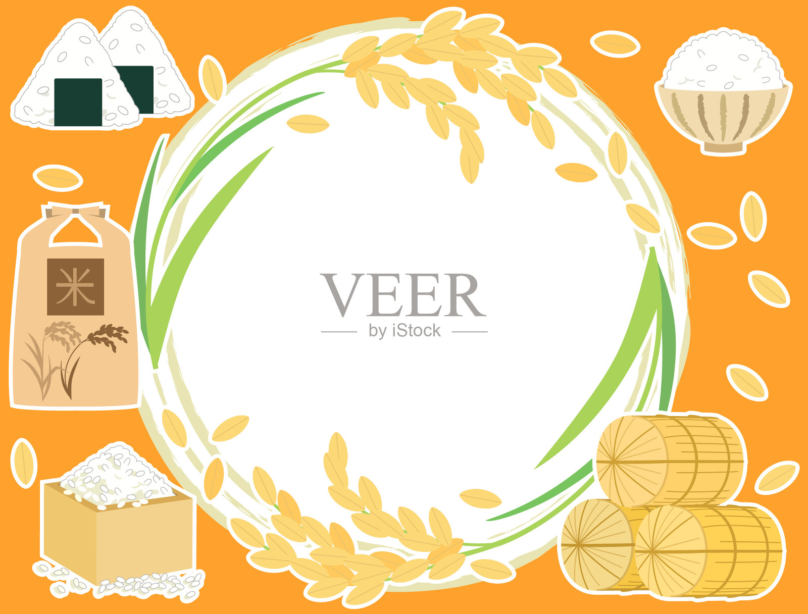 插图框架的灵感来自日本大米插画图片素材