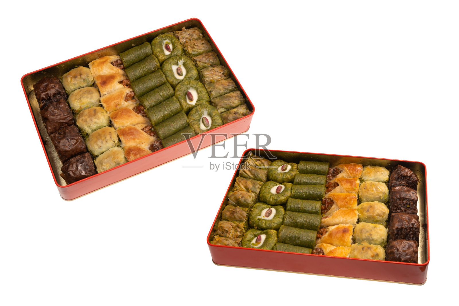 一种土耳其甜果仁蜜饼。核桃果仁蜜饼。照片摄影图片