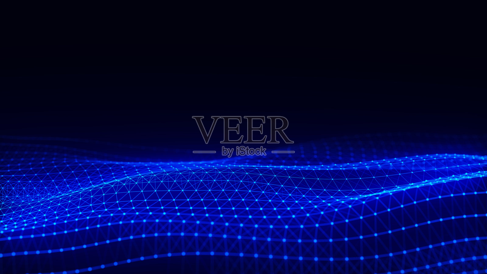 蓝色波浪与运动点和线。抽象数字背景。概念连接大数据。未来科技背景。3 d渲染。照片摄影图片