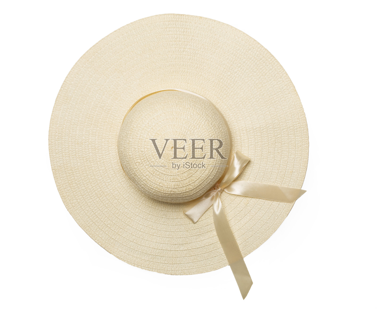 草帽孤立在白色，俯视图照片摄影图片