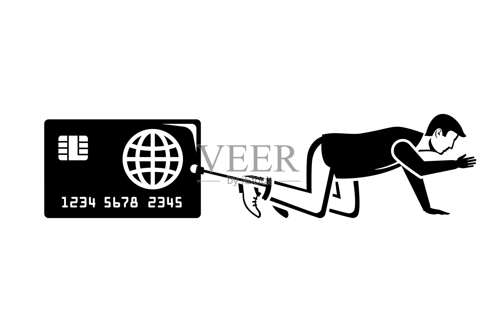 信用卡负担。债台高筑的商人。插画图片素材